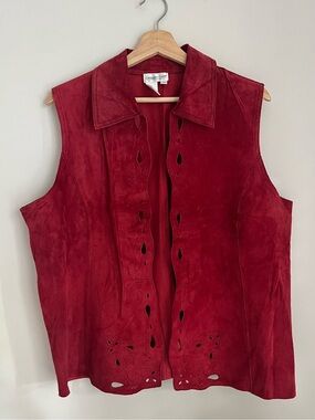 Coldwater Creek Leather Vest Boho Western Rodeo